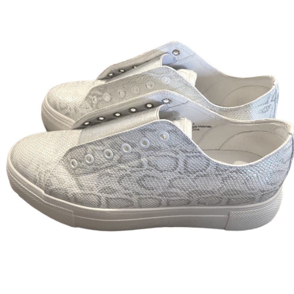 VERY VOLATILE Silver Snakeskin Slip On Sneaker